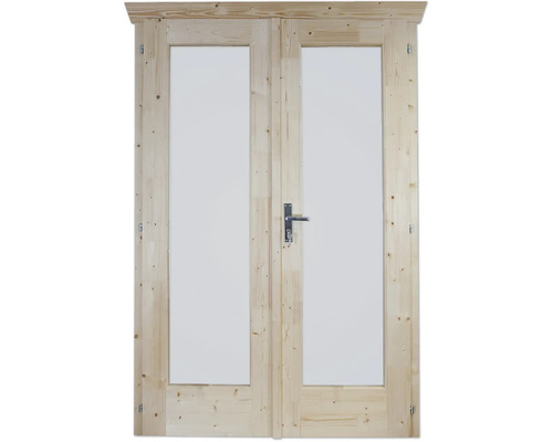 Double porte en bois avec vitrage