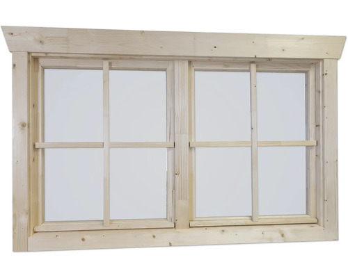 Doppelfenster für Gartenhaus 45 mm SKAN HOLZ 2x57,5x70,5 cm natur Holzfenster mit Sprossen