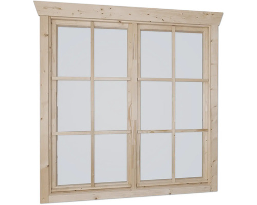 Doppelfenster für Gartenhaus 28 mm SKAN HOLZ 2x57,5x123,5 cm natur Holzfenster mit sechs Feldern