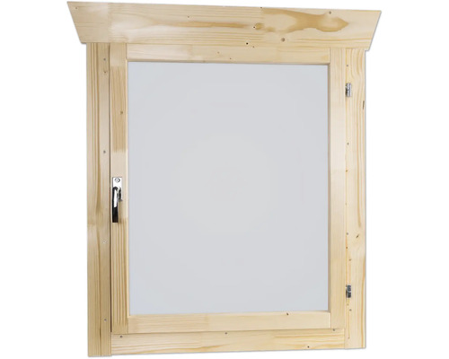 Fenêtre en bois avec poignée et ferrures