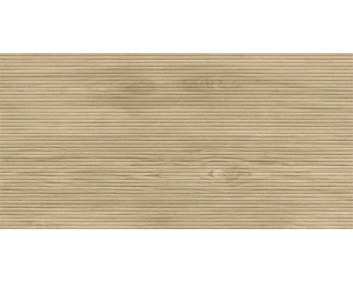 Façade en bois clair avec rainures horizontales en arrière-plan