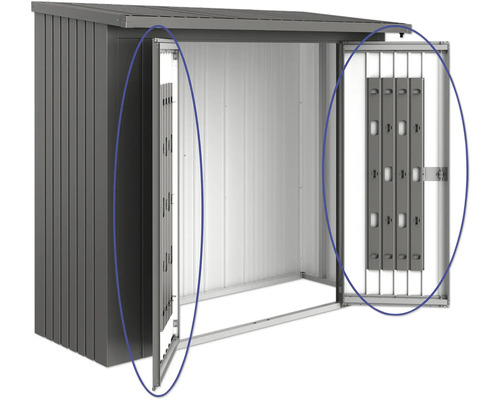 Abri de jardin ouvert avec portes battantes