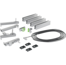 Kit de quincaillerie pour porte coulissante avec rails, suspensions, roulettes et accessoires