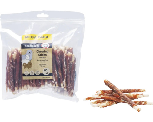 Sachet de bâtonnets à mâcher Beetztees au canard pour chiens, méga pack