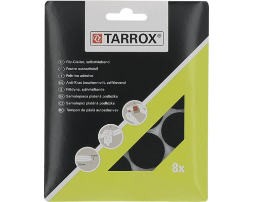 Verpackung selbstklebender Filzgleiter von Tarrox, acht Stück