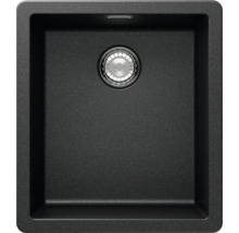 Schwarzes Spülbecken aus Verbundwerkstoff mit Siebkorbventil