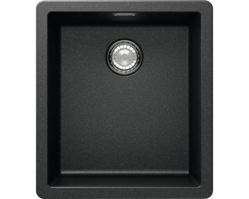 Flächenbündige Spüle SCHOCK Greenwich N-100S FB 406 x 456 mm stone GREN100SFBSTO Schwarzes Spülbecken aus Verbundwerkstoff mit Siebkorbventil