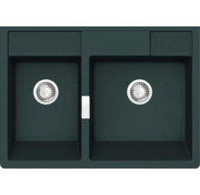 Doppelspülbecken aus Verbundwerkstoff mit zwei Becken und Abtropffläche