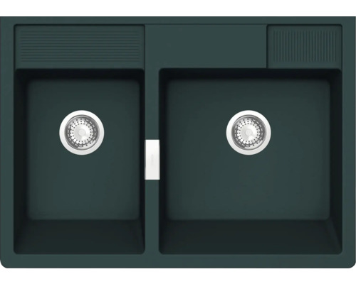 Spüle SCHOCK Kallio M-175 M 898 x 630 mm ivy KALM175MIVY Doppelspülbecken aus Verbundwerkstoff mit zwei Becken und Abtropffläche