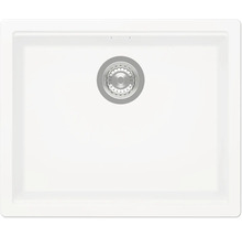 Spülbecken aus Keramik mit Edelstahl-Ablaufgarnitur