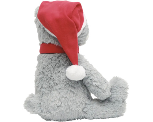 Ours en peluche gris avec bonnet de Noël