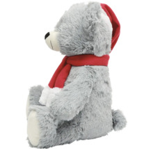 Ours en peluche gris avec bonnet de Noël et écharpe