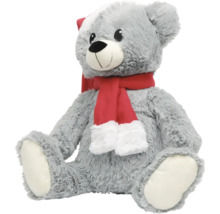 Ours en peluche gris avec écharpe rouge