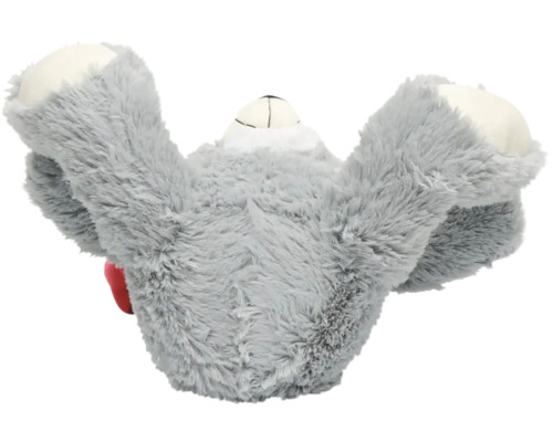 Ours en peluche gris vu de dos