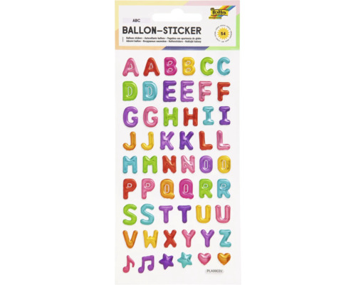 Ballon-Stickerbogen mit Buchstaben und Motiven