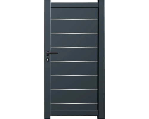 Moderne Gartentür aus Aluminium mit horizontalen Zierleisten