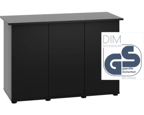 Meuble bas noir pour aquarium avec trois portes et label GS de sécurité contrôlée