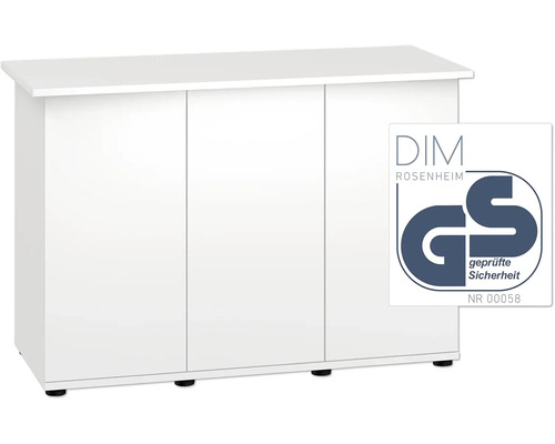 Meuble bas blanc avec trois portes et label GS de sécurité contrôlée