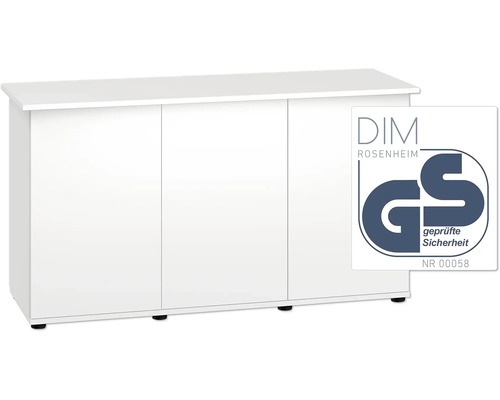 Meuble bas blanc avec trois portes et label GS de sécurité contrôlée