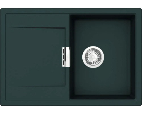 Spüle SCHOCK Mono D-100S A 740 x 510 mm ivy MOND100SAIVY Dunkelgrüne Küchenspüle aus Granit mit Abtropffläche und Siebkorbventil