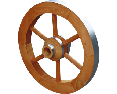 Holzrad mit Metallreifen für den Garten