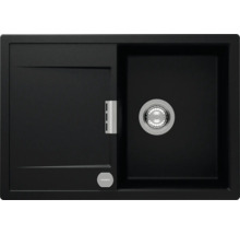 Schwarze Küchenspüle mit Abtropffläche