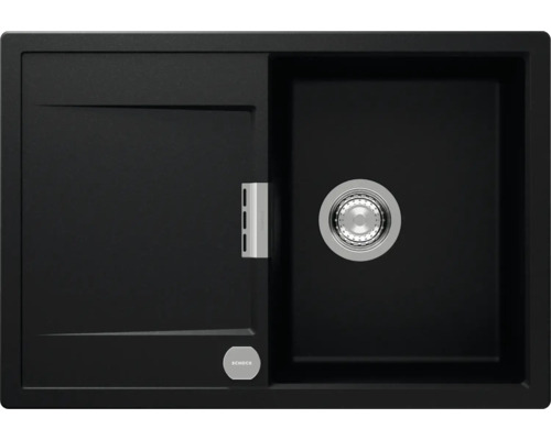 Flächenbündige Spüle SCHOCK Mono D-100S FB 740 x 510 mm puro MOND100SFBPUR Schwarze Küchenspüle mit Abtropffläche