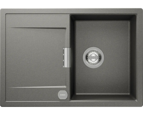 Flächenbündige Spüle SCHOCK Mono D-100S FB 740 x 510 mm silverstone MOND100SFBSIL Spüle aus Granit mit Abtropffläche