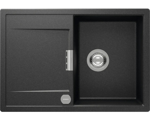 Flächenbündige Spüle SCHOCK Mono D-100S FB 740 x 510 mm stone MOND100SFBSTO Schwarzes Küchenspülbecken mit Abtropffläche