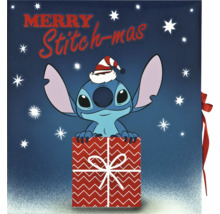 Décoration avec figurine Stitch dans un emballage cadeau avec l''inscription Merry Stitch-mas