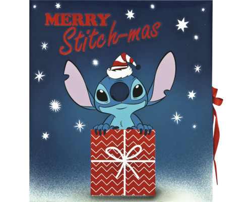 Décoration avec figurine Stitch dans un emballage cadeau avec l''inscription Merry Stitch-mas