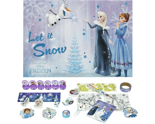 Calendrier de l''Avent Disney La Reine des neiges avec motifs Elsa et Anna, tampons, autocollants, coloriages et articles de bureau