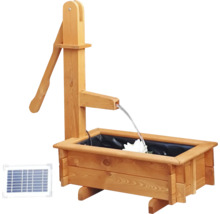 Holzpumpe mit Solarpanel für den Gartenteich