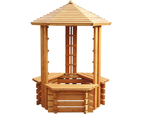 Holzpavillon mit sechseckigem Grundriss und Dach
