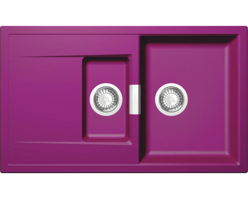 Spüle SCHOCK Mono D-150 A 860 x 510 mm berry MOND150ABRY Spüle mit zwei Becken und Abtropffläche