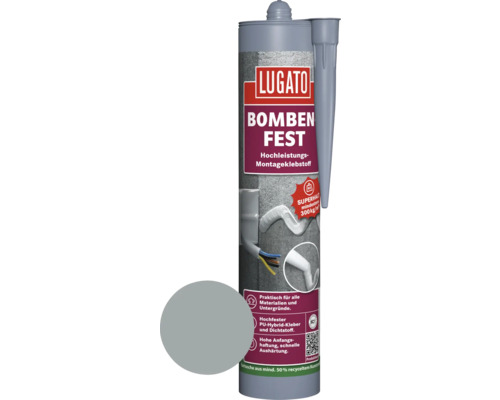 Colle de montage/Matériau d'étanchéité Lugato Bombenfest gris 480 g