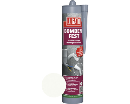 Colle de montage/Mastic Lugato Bombenfest blanc 480 g