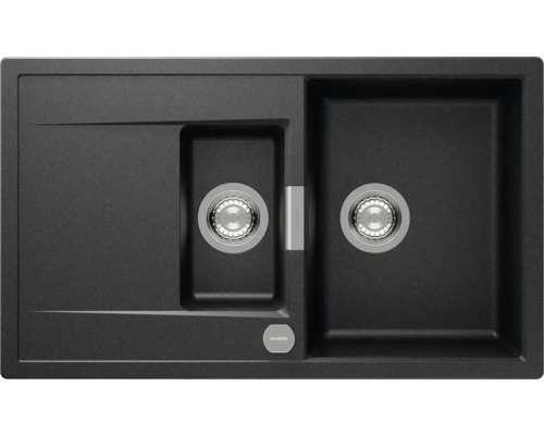 Flächenbündige Spüle SCHOCK Mono D-150 FB 860 x 510 mm stone MOND150FBSTO Spüle aus Granit mit zwei Becken und Abtropffläche