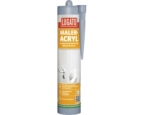 Cartouche de mastic acrylique LUGATO Maler pour joints de raccordement sur portes et fenêtres