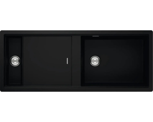 Flächenbündige Spüle SCHOCK Prepstation D-150 FB 1129 x 449 mm night PRPD150FBNGT Schwarzes Spülbecken mit Abtropffläche und zwei Becken