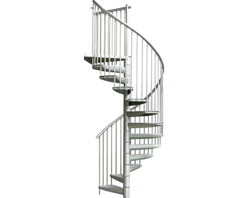 Wendeltreppe aus Metall mit Geländer