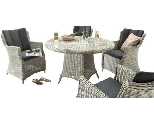 Ensemble de salon de jardin avec table et chaises en rotin