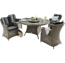 Ensemble de table de jardin avec table ronde et quatre chaises en osier