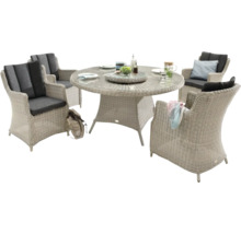 Ensemble de sièges de jardin avec table à manger et quatre chaises en rotin