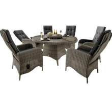 Ensemble de meubles de jardin avec table ronde et fauteuils en polyrotin