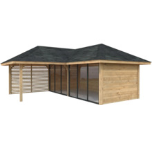 Pavillon en bois avec bardeau et parois latérales