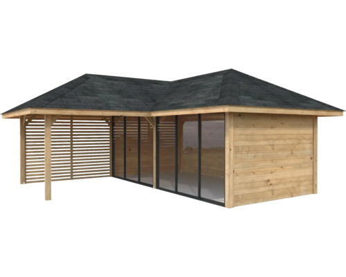 Pavillon en bois avec bardeau et parois latérales