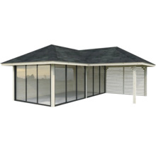 Pavillon de jardin avec toit et éléments latéraux