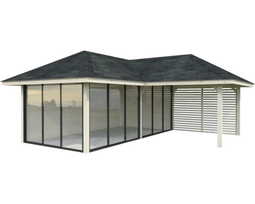 Pavillon de jardin avec toit et éléments latéraux
