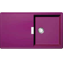 Violette Küchenspüle mit Abtropffläche und Ablaufgarnitur